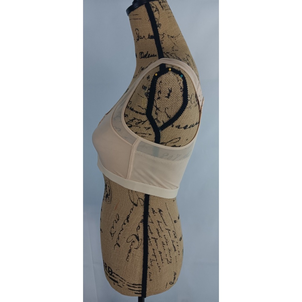 women Nylon Spandex Wire Free Breathable Support Front Close Bra Large Tan AA373 - Picture 5 of 8